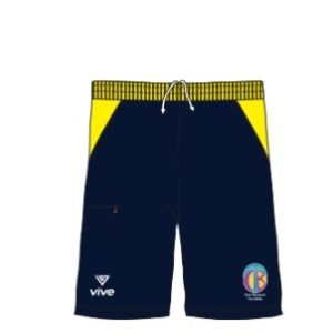 Bermuda Paseo del CB TerrAlfàs en azul marino con detalles amarillos y escudo del club